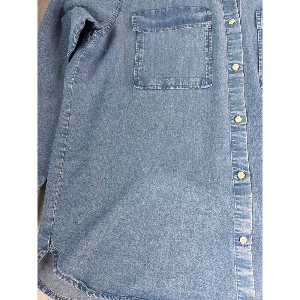 Gap Tencel Denim Utility Boyfriend Shirt Light Indigo Women's XL Double Pocket - Picture 5 of 12